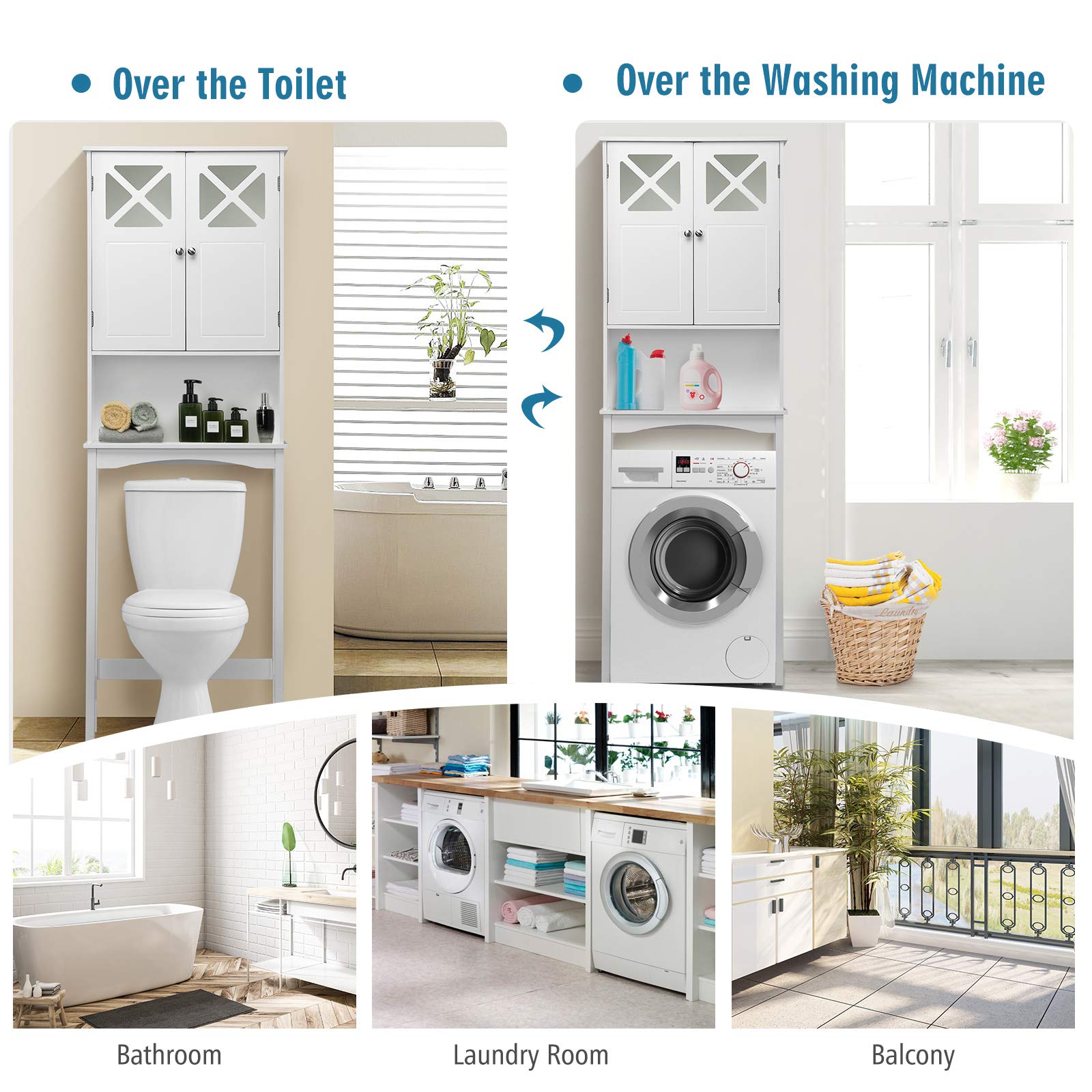 Over-The-Toilet Bathroom Space Saver with Adjustable Shelf