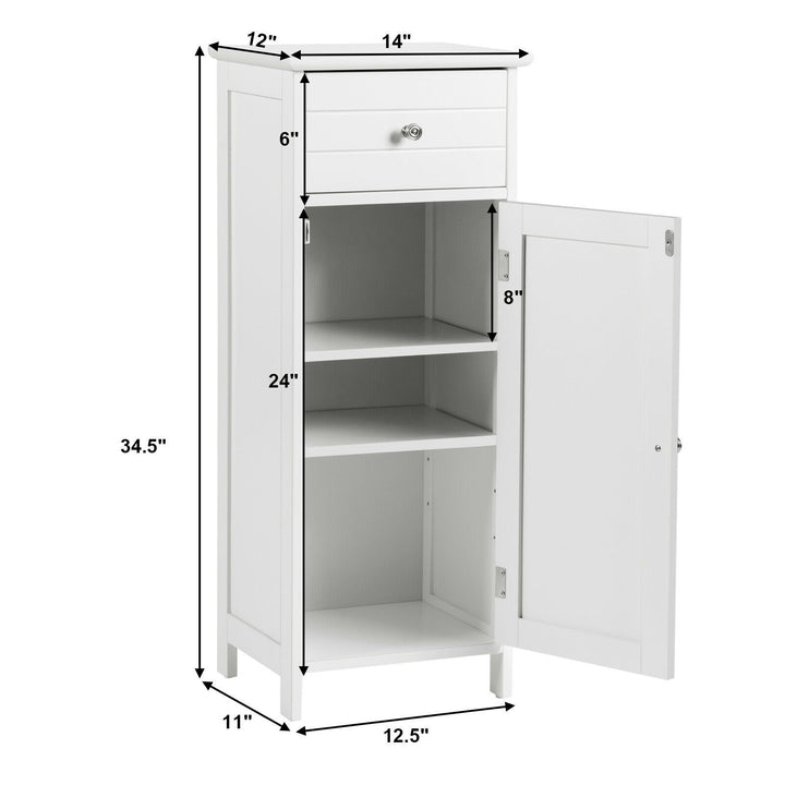 Bathroom Floor Storage Cabinet with Adjustable Shelf &amp; Large Drawer