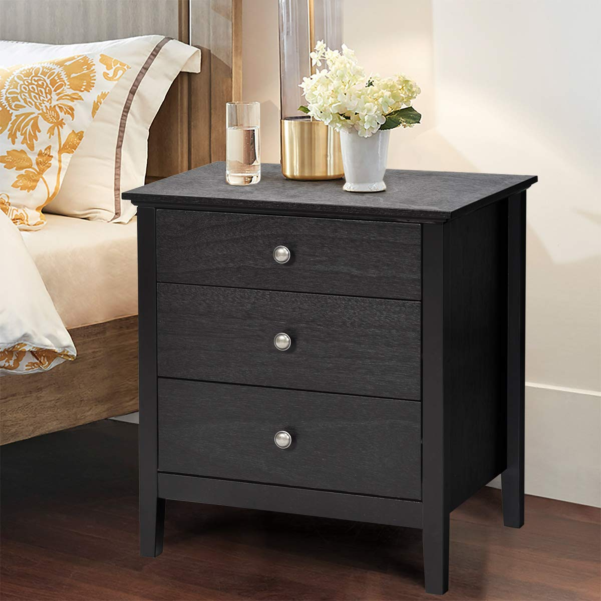 Giantex Nightstand with Drawers Solid Structure Side Table for Storage Bedroom