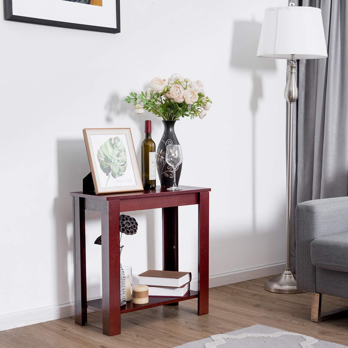 Giantex Chairside Table Nightstand W/Shelf Telephone Table Coffee Bedside Sofa Table