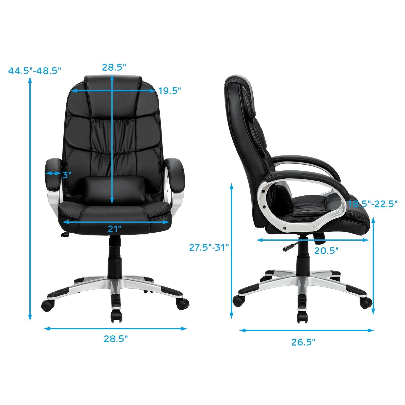 Giantex Executive Office chair w/ Padded Lumbar Pillow, Big and Tall Ergonomic Desk Chair(Black)