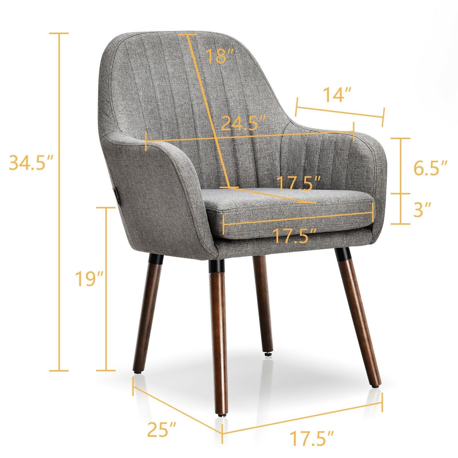 Set of 2 or 4 Fabric Dining Chairs, Accent Upholstered Arm Chair w/Wood Legs - Giantexus