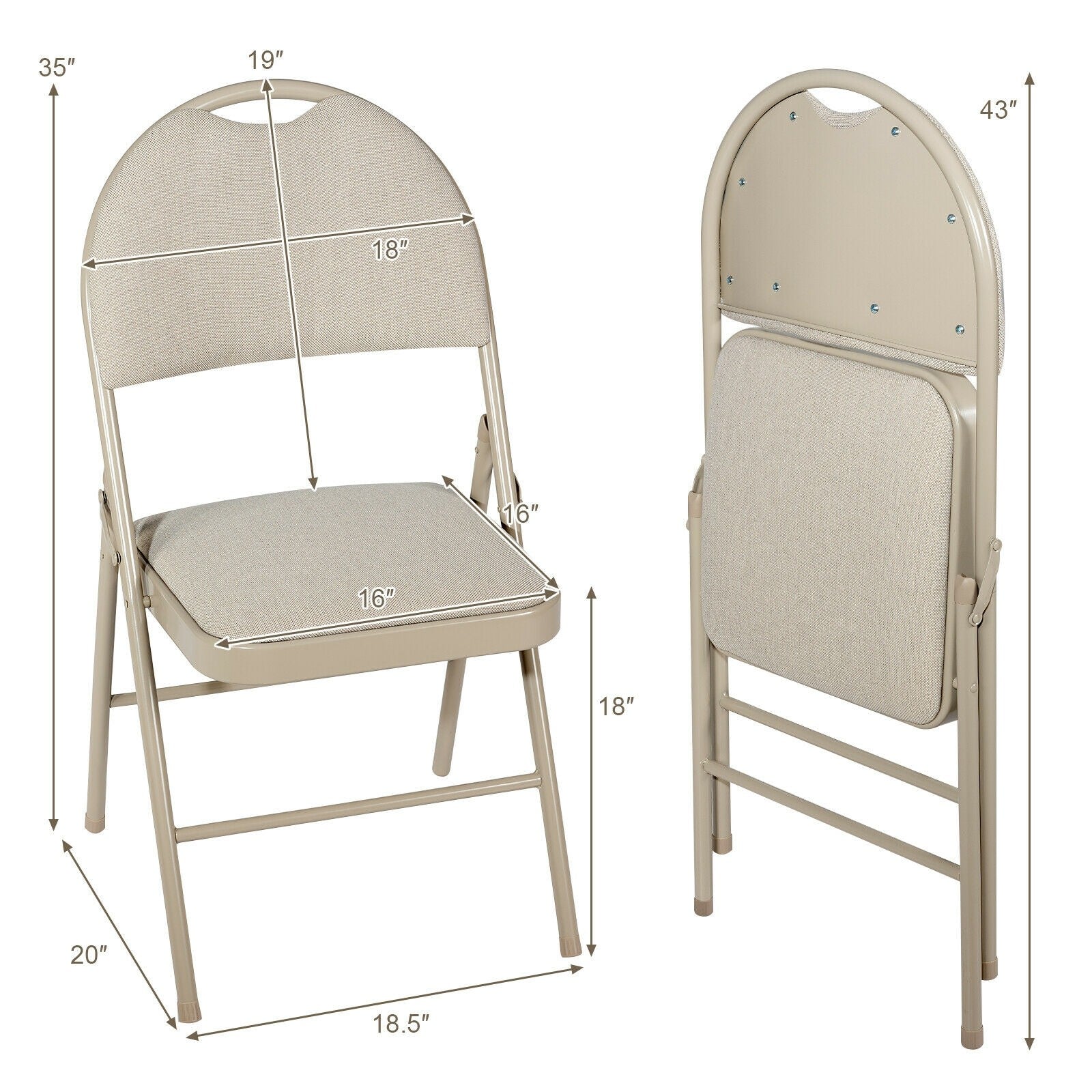 6 PCS Folding Chairs Set Portable Backrest Chair - Giantexus