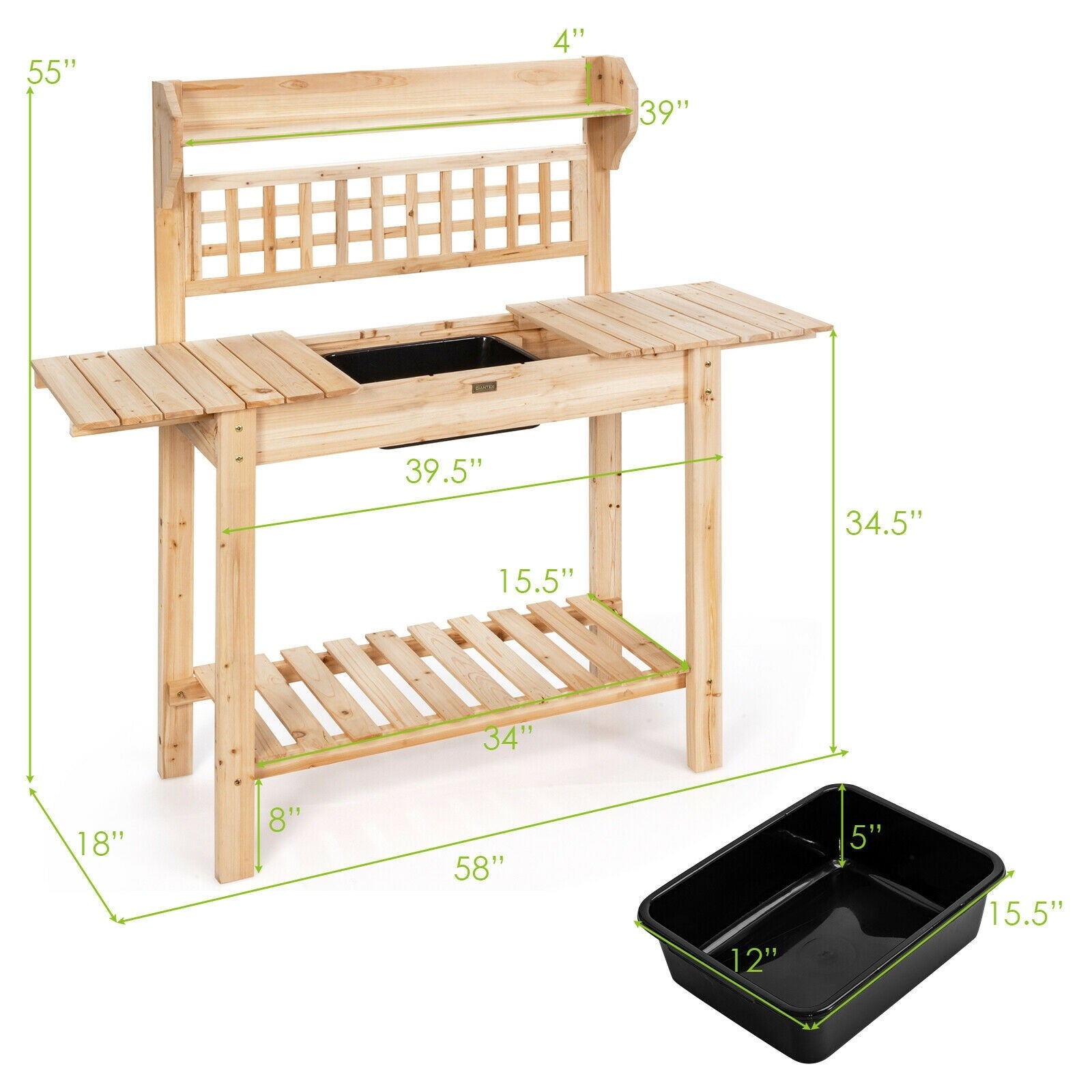 Giantex Garden Potting Bench, Outdoor Wood Work Table w/Sliding Tabletop
