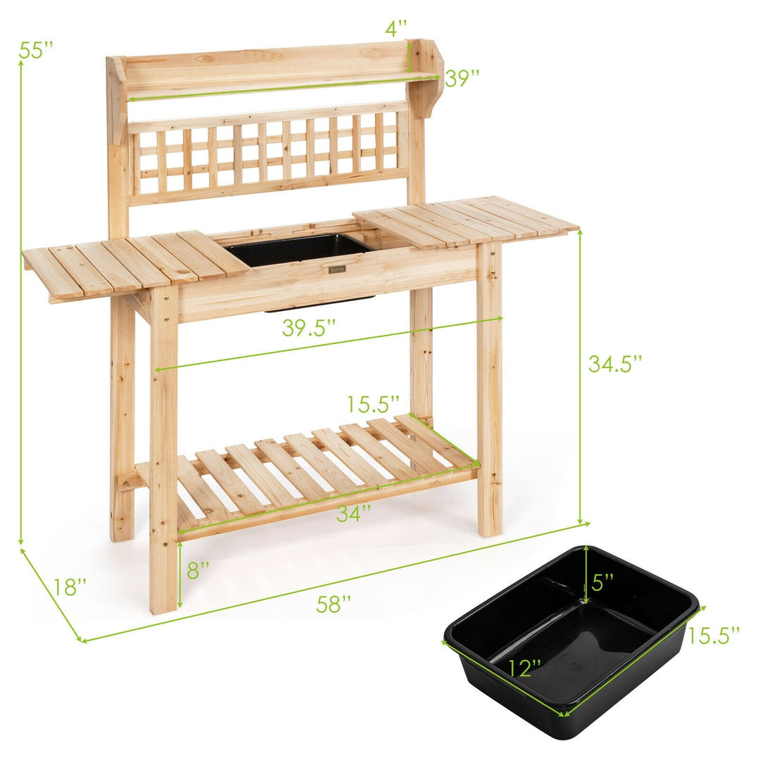 Giantex Garden Potting Bench, Outdoor Wood Work Table w/Sliding Tabletop