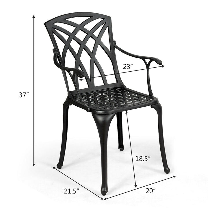 Set of 2 Outdoor Dining Chairs, Cast Aluminum Chairs with Armrest