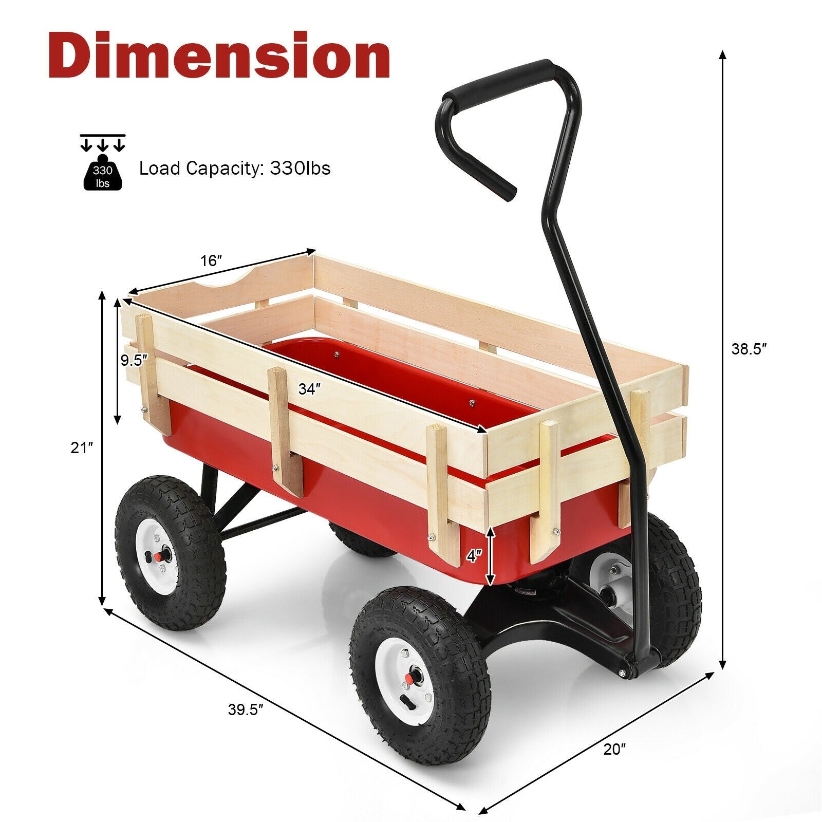 All Terrain Cargo Wagon Wood Railing - Giantexus
