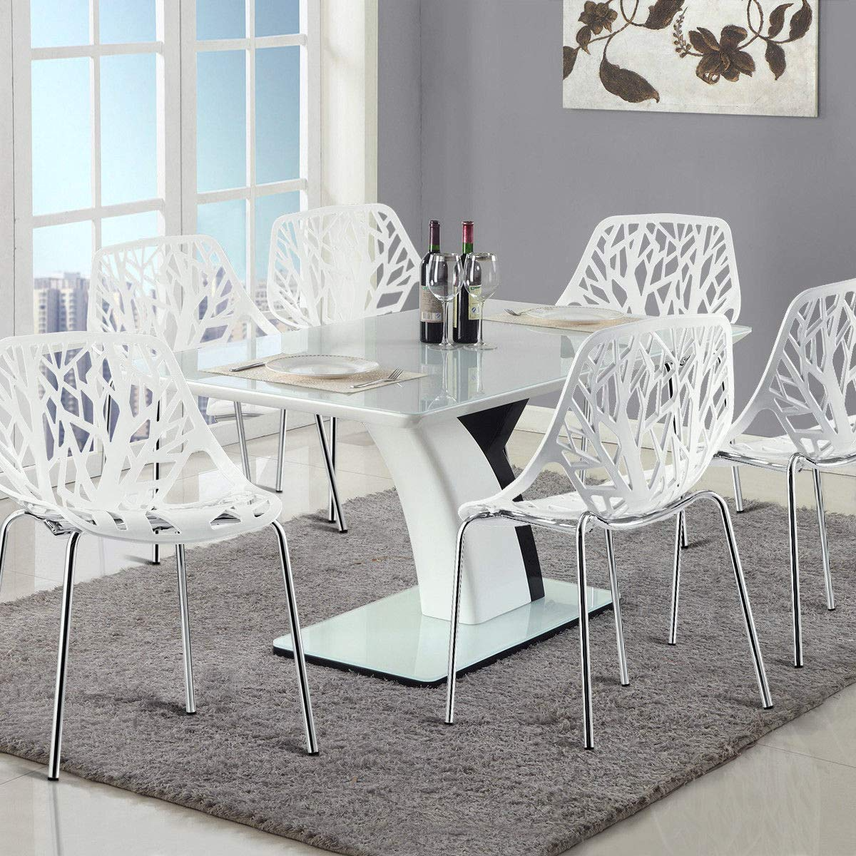 Giantex Set of 6 Modern Dining Chairs w/Plastic Feet Pads