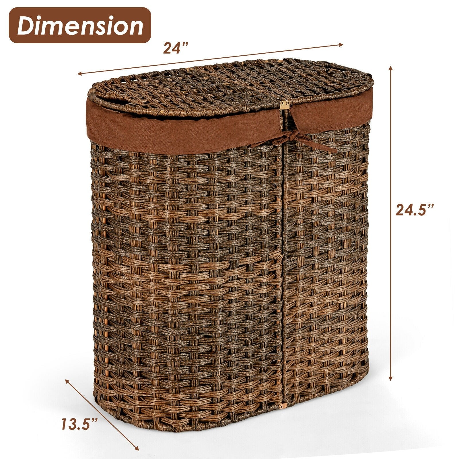 Hand-Woven Double Laundry Hamper with Lid