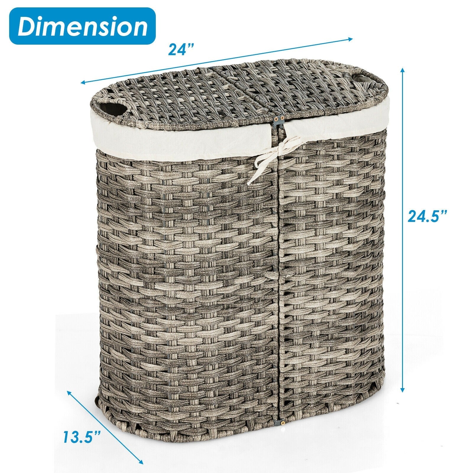 Hand-Woven Double Laundry Hamper with Lid