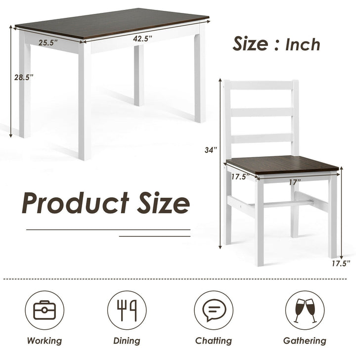 Giantex 5-Piece Dining Table Set, Rectangular Kitchen Table and Chairs Set (Walnut+White)