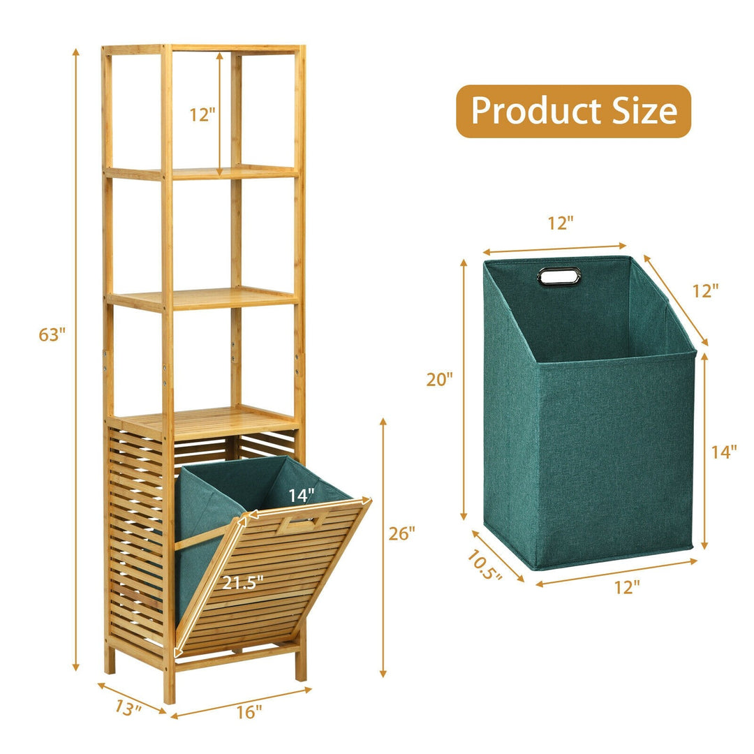 63" Tilt Out Laundry Hamper and 4-Tier Storage Shelves