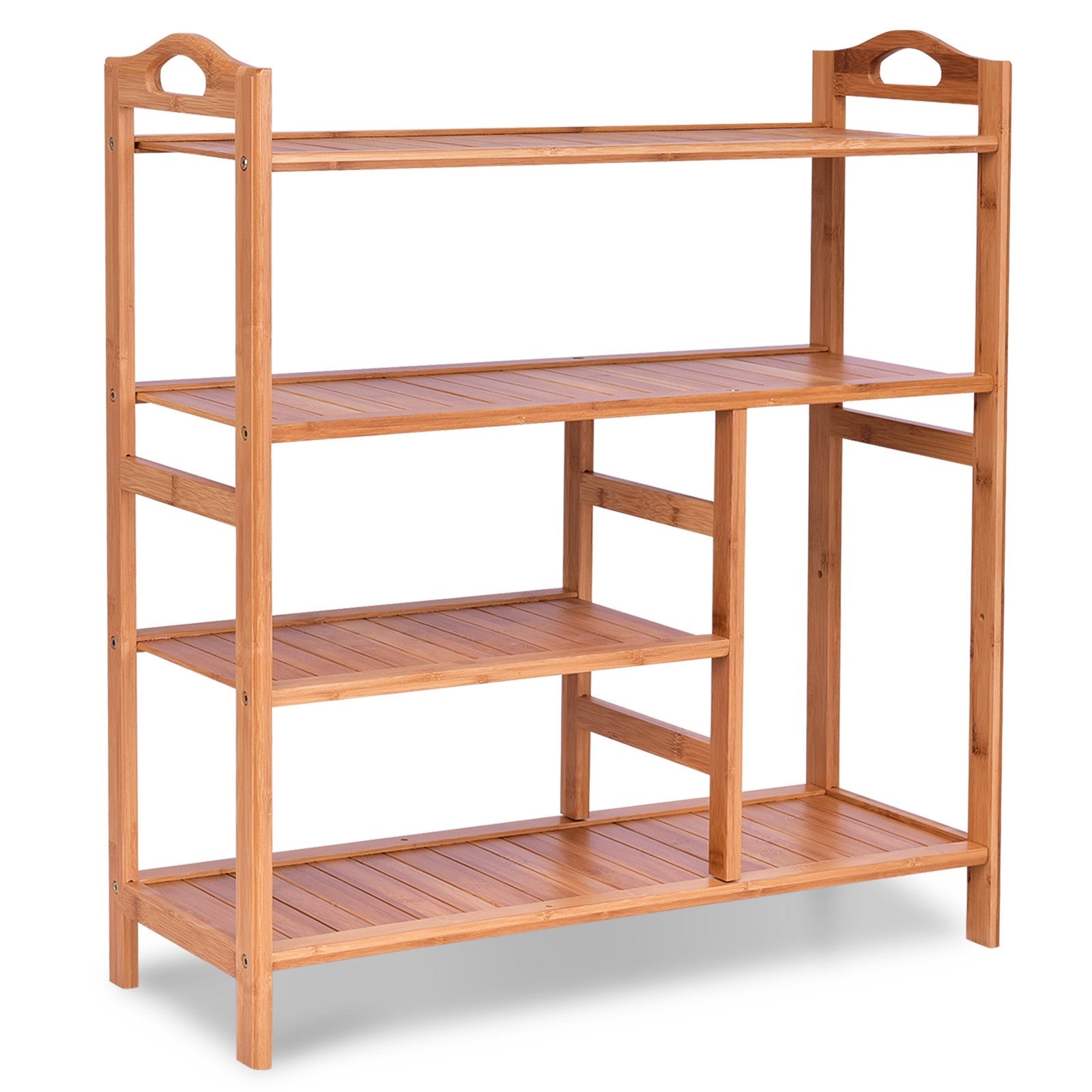 4-Tier Shoe Rack, Bamboo Shoe and Boot Rack 12-14 Pairs - Giantexus