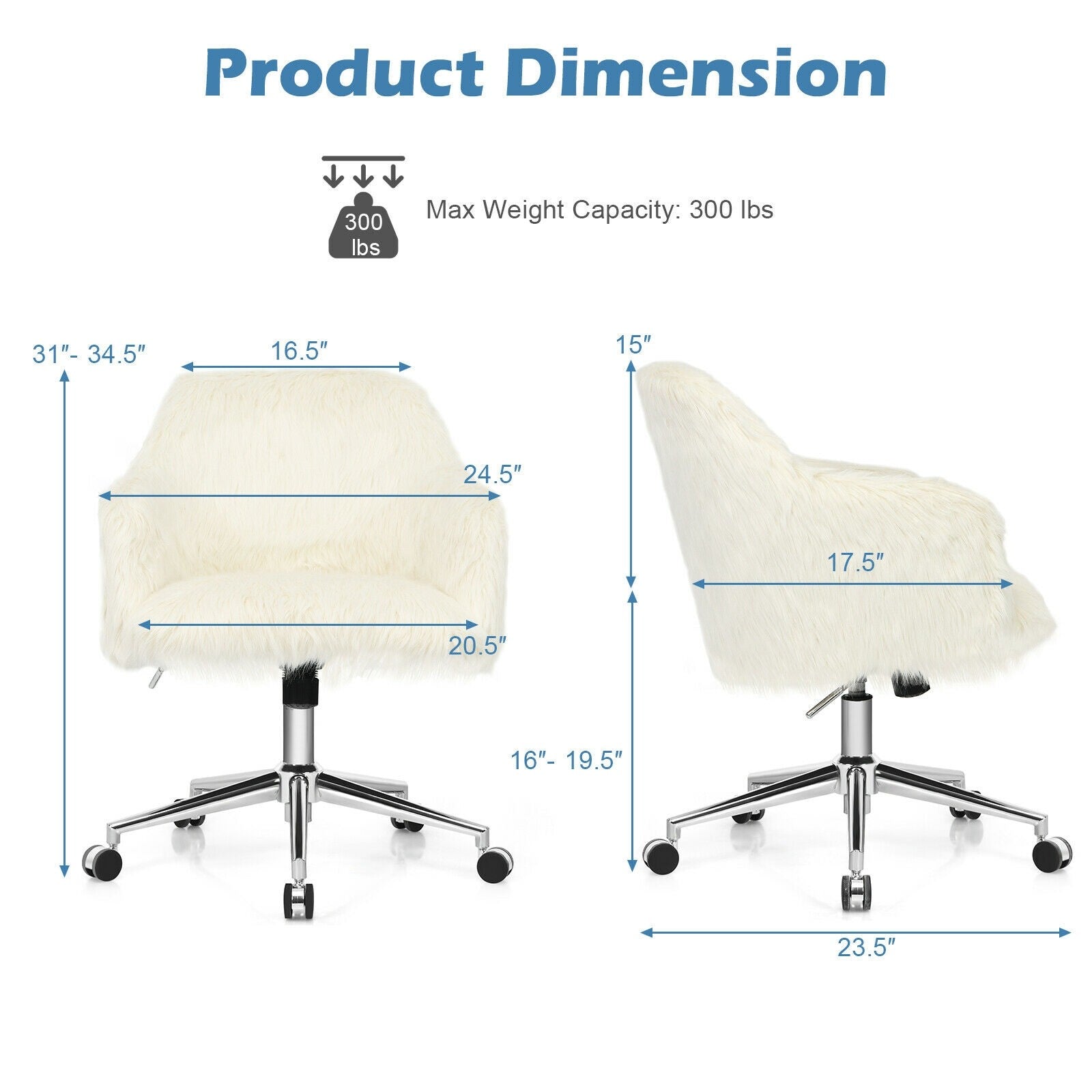  Fluffy Faux Fur Vanity Chair - Giantex