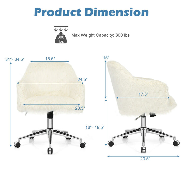  Fluffy Faux Fur Vanity Chair - Giantex