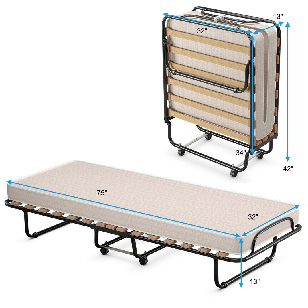 Rollaway Guest Bed W/Foam Mattress