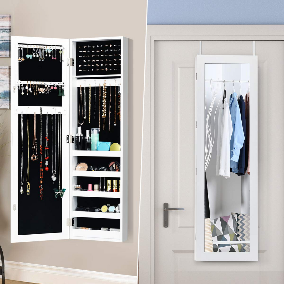 Wall Door Mounted Jewelry Armoire Cabinet with Full-length Mirror - Giantex
