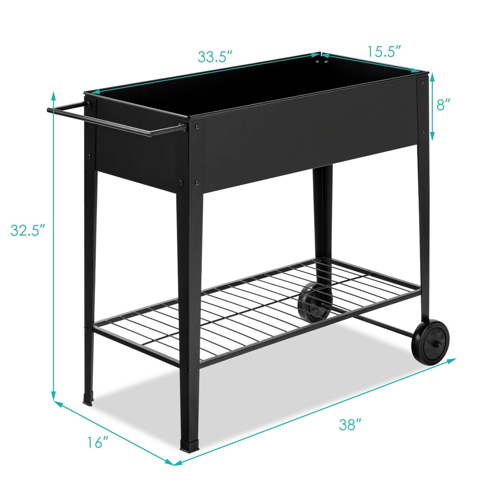 Outdoor Raised Garden Bed on Wheels with Legs