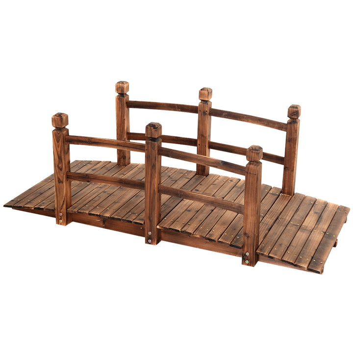 Giantex 5 Ft Wooden Garden Bridge, Stained Wood/Natural Wood  Garden Bridge