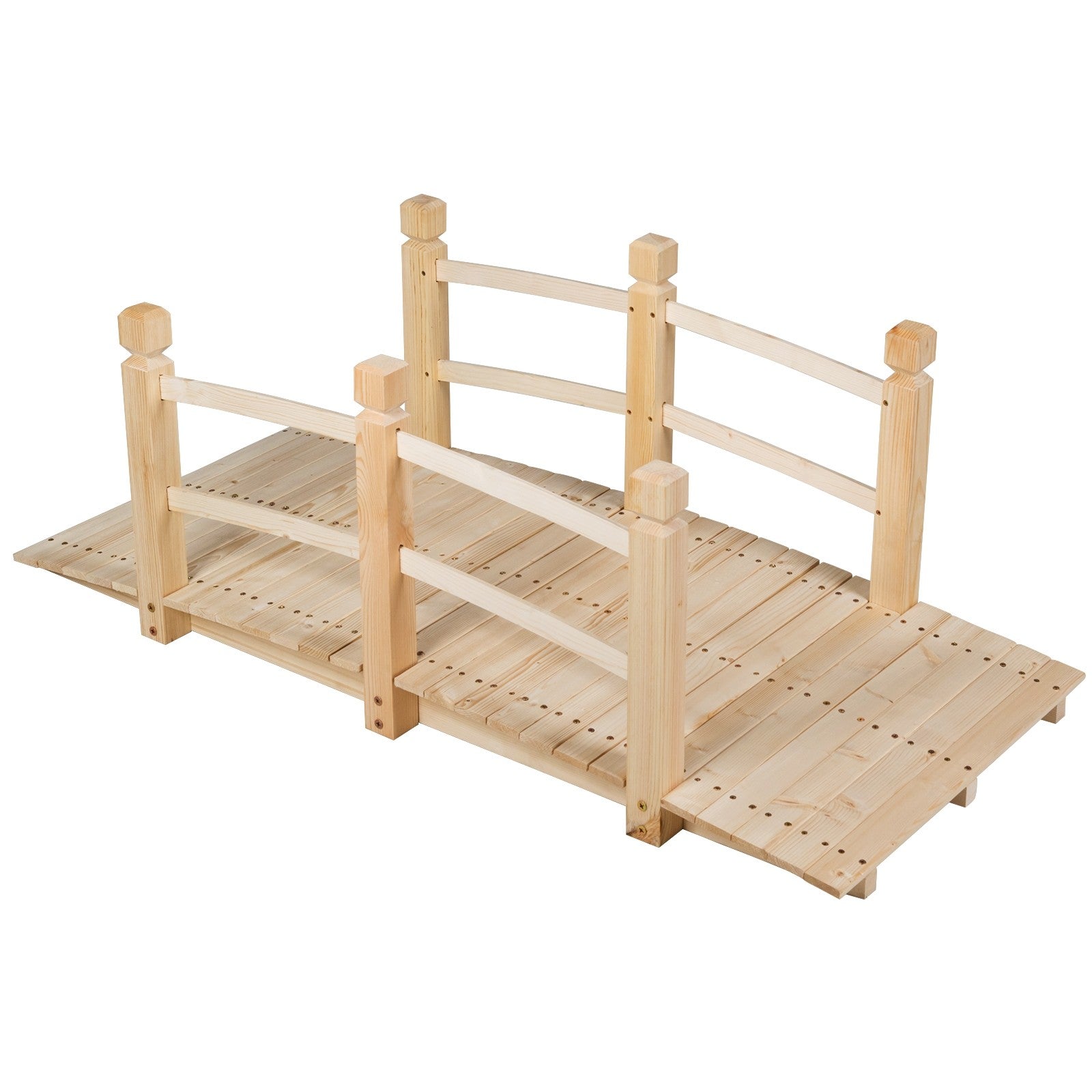 Giantex 5 Ft Wooden Garden Bridge, Stained Wood/Natural Wood  Garden Bridge
