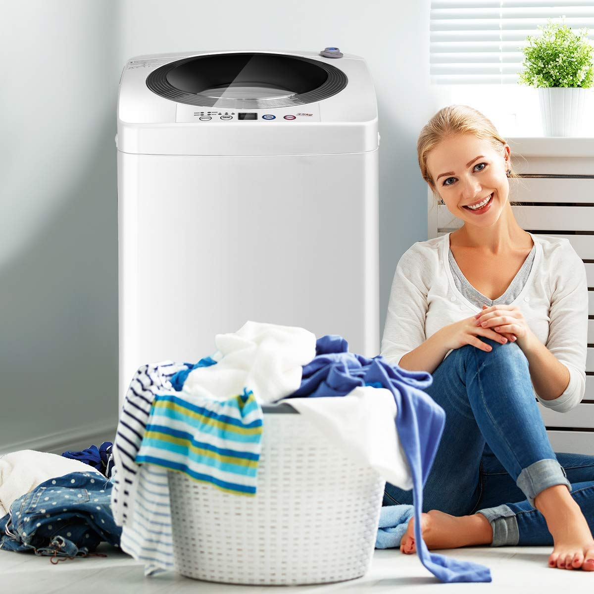 Giantex Full Automatic Washing Machine, 8.8lbs Portable Washer and Spin  Combo, 1.04cu.ft Portable Laundry Washer, Top Load Washer for  Apartment/RV/Dorm 