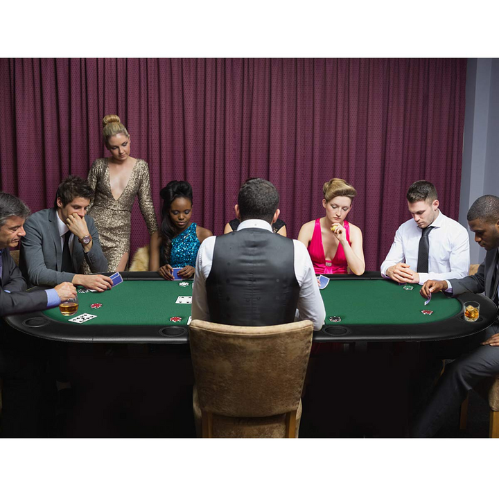 Giantex Foldable Play Poker Table w/Cup Holder, for Texas Casino Leisure Game Room,