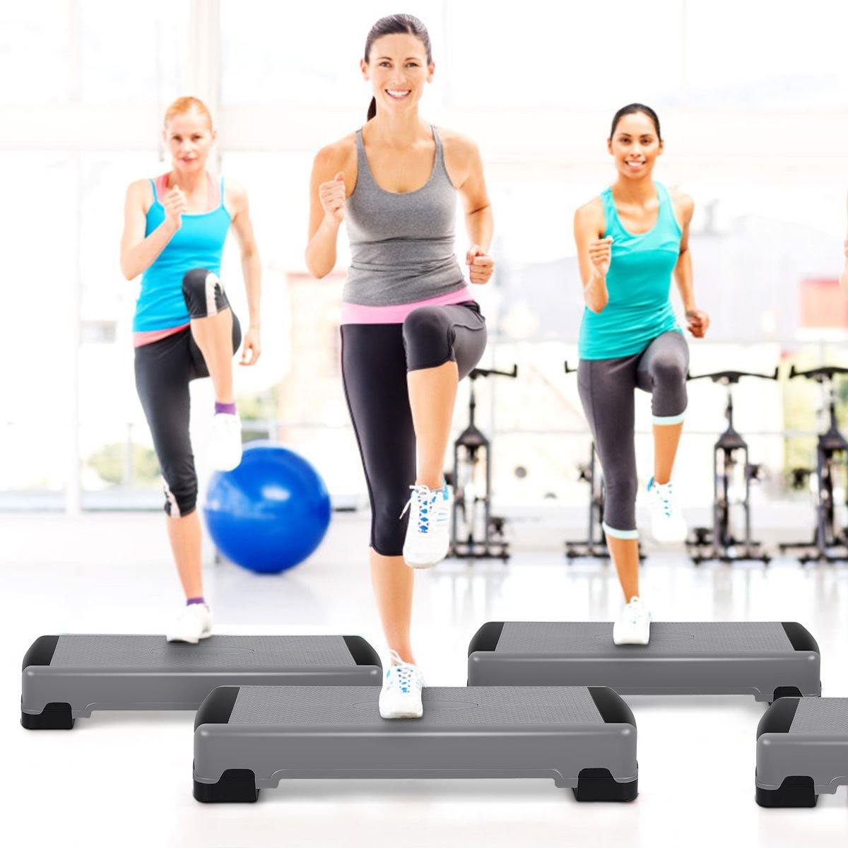 Giantex 35" Aerobic Step, Non-Slip Surface, Height-Adjustable 6" - 8" - 10" Step Aerobics Platform - Giantexus