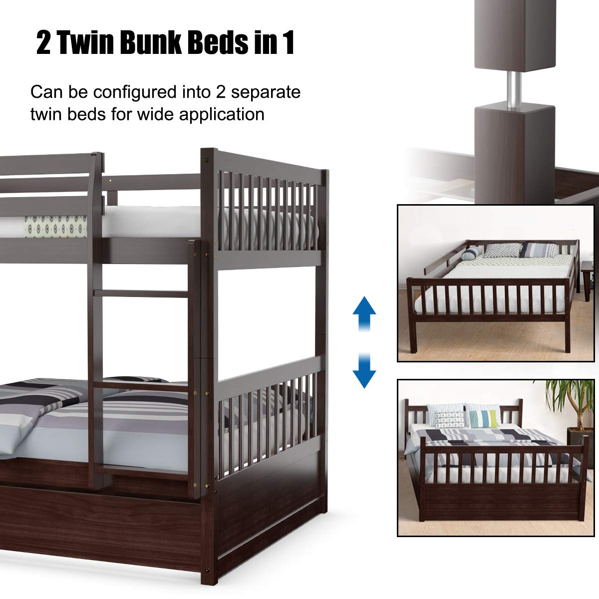 Full Over Full Bunk Beds with Ladder