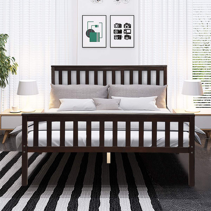 Giantex Wood Slats Great Support with Six Legs, No Box Spring Needed, Antique Espresso (Queen)
