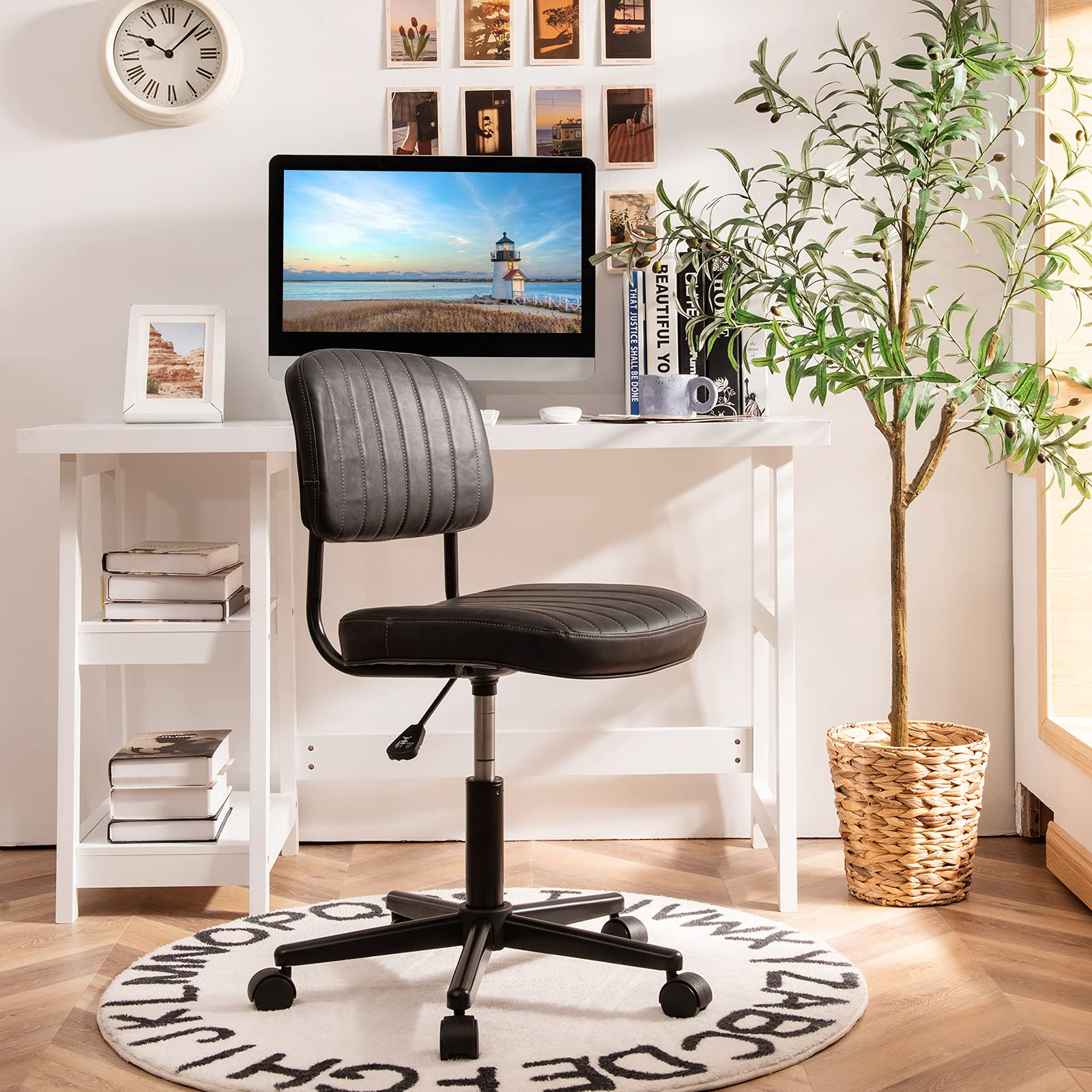 Retro Swivel Rolling Task Chair - Giantex