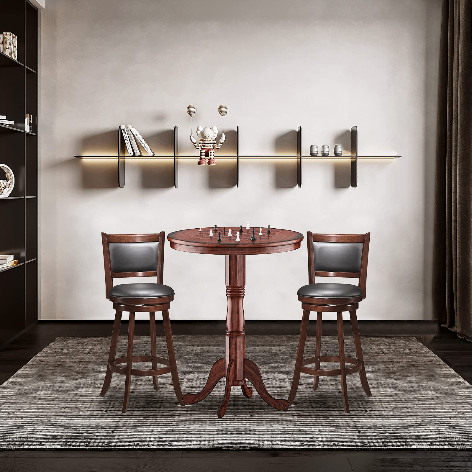 3 piece bar table set with wine rack base deals