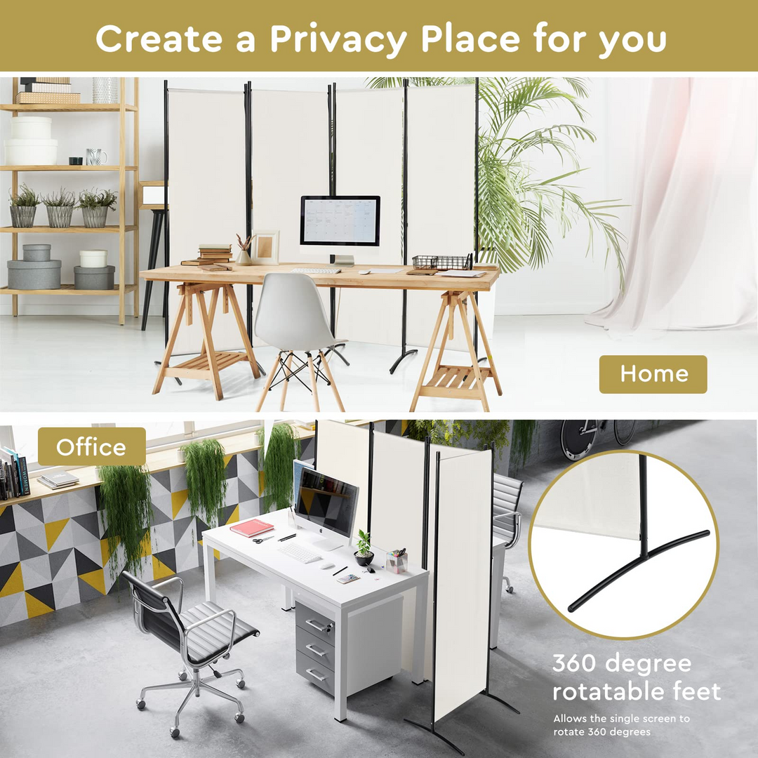 Giantex 4 Panel Room Divider, 5.6Ft Folding Screen, Home Office Freestanding Tall Partition