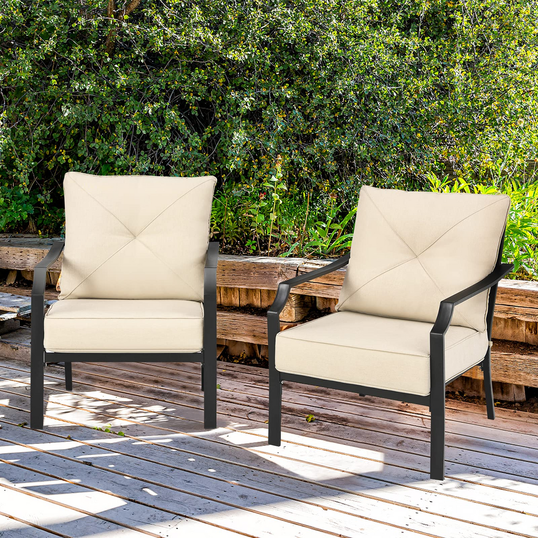 Giantex Bistro Dining Chairs Iron-Frame Lawn Chairs for Porch Backyard Garden Balcony