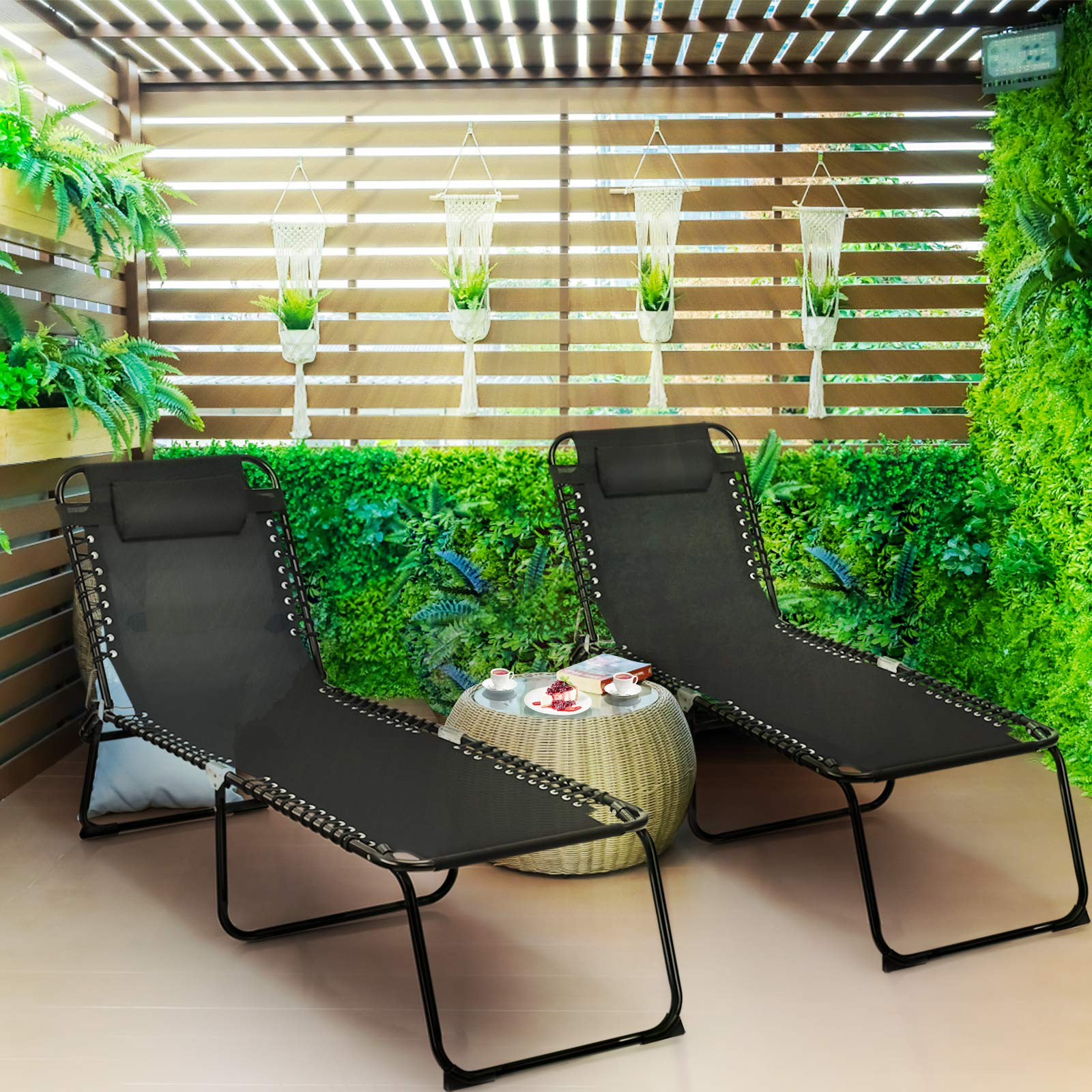 Giantex Outdoor Chaise Lounge Adjustable Sunbathing Seat