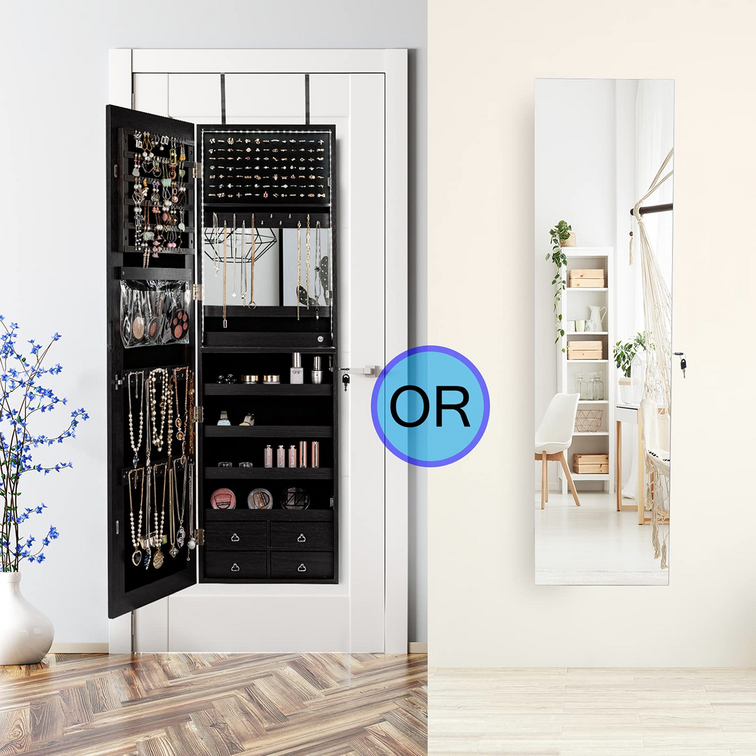 CHARMAID LED Strip Jewelry Armoire with 47.2" H Full Length Mirror
