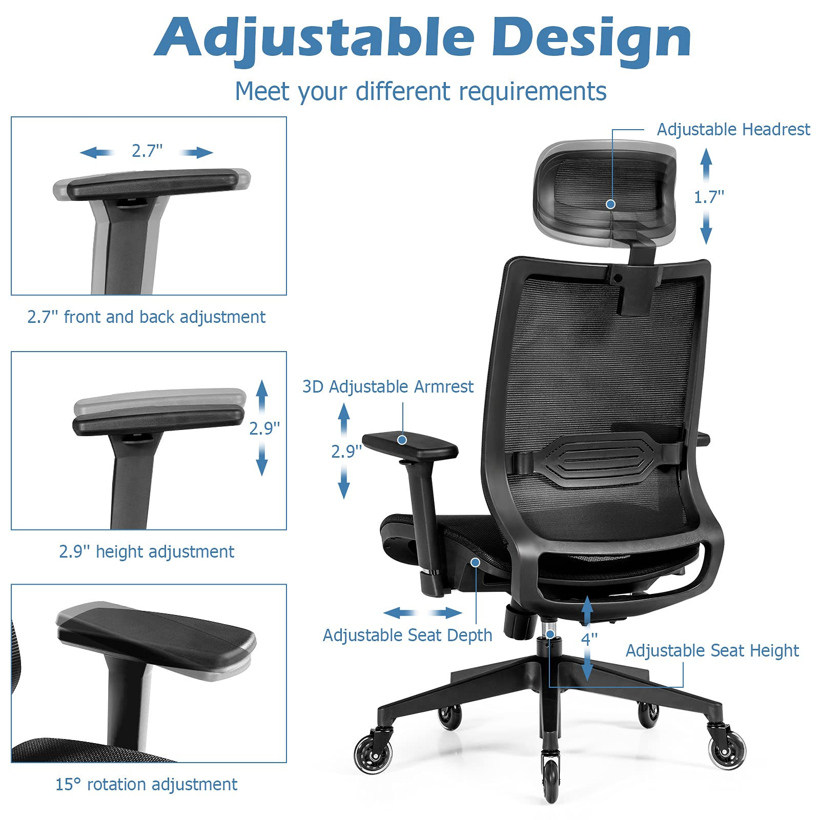 Giantex High Back Computer Desk Chair (Black)
