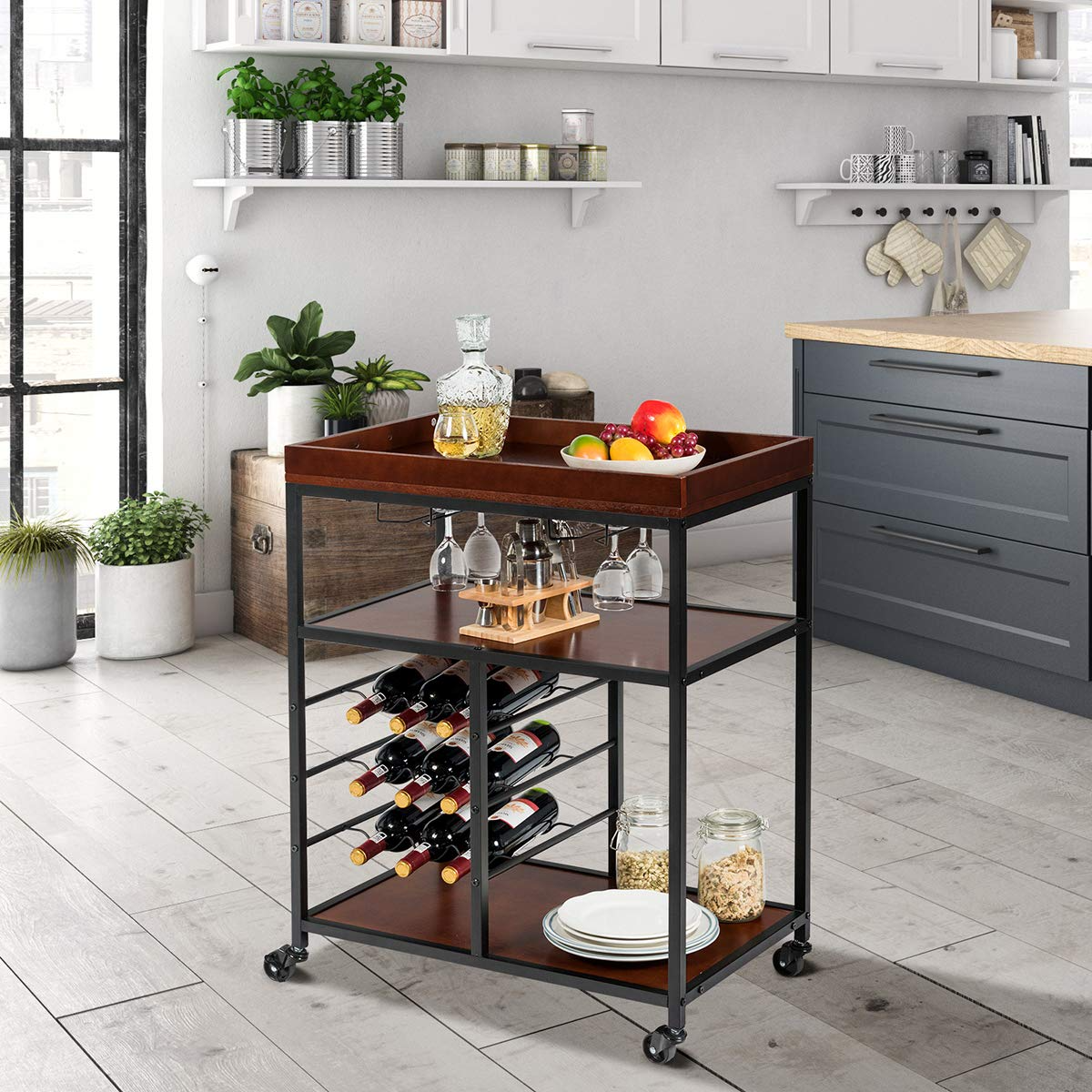 Giantex 3-Tier Kitchen Island Cart Rolling Trolley