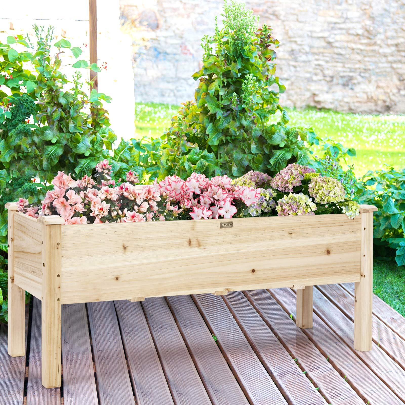 Wood Planter Box with Legs, 47.5"L x 17"W x 20"H