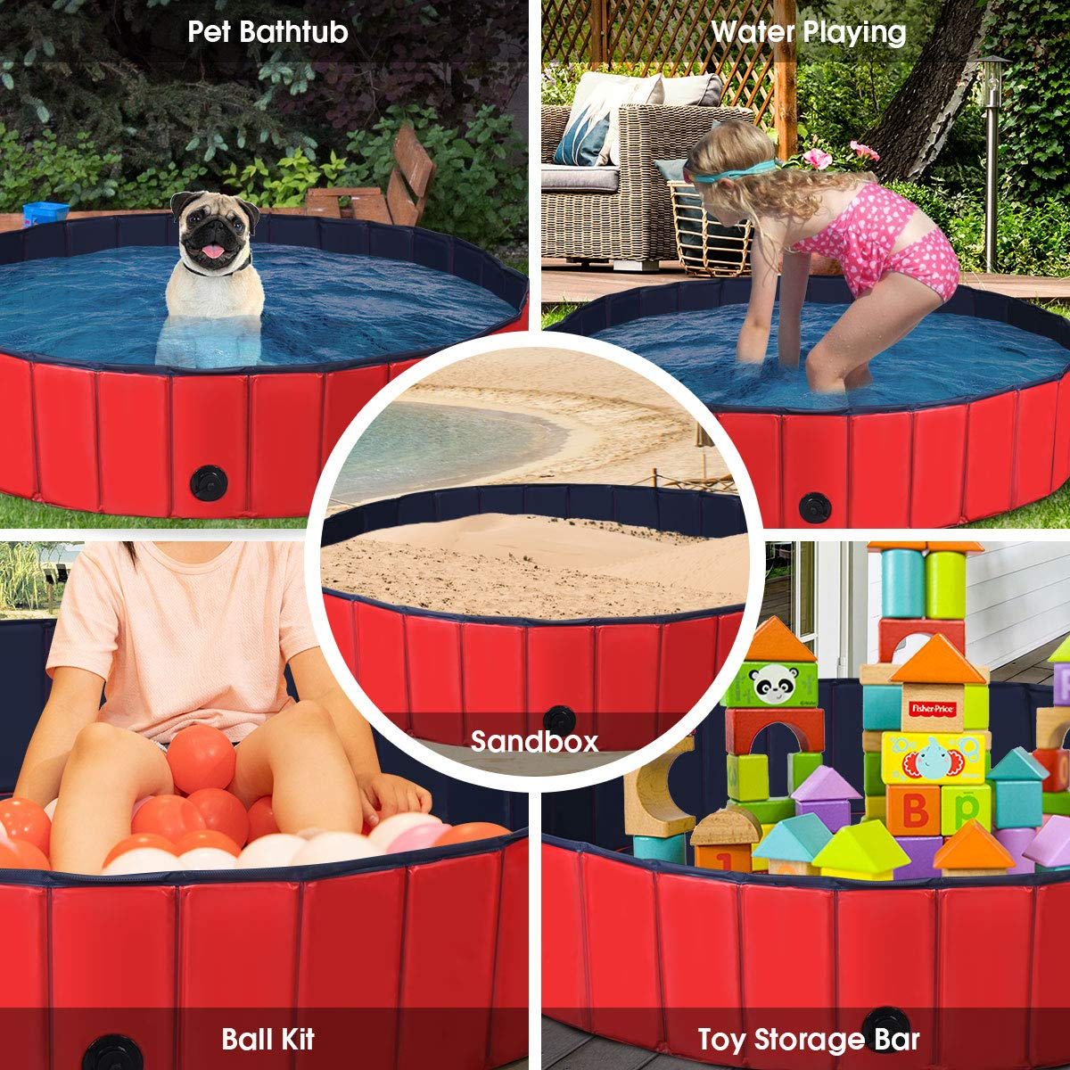 Giantex Foldable Pet Swimming Pool Dog Bath Pool with Anti-Slip Bottom