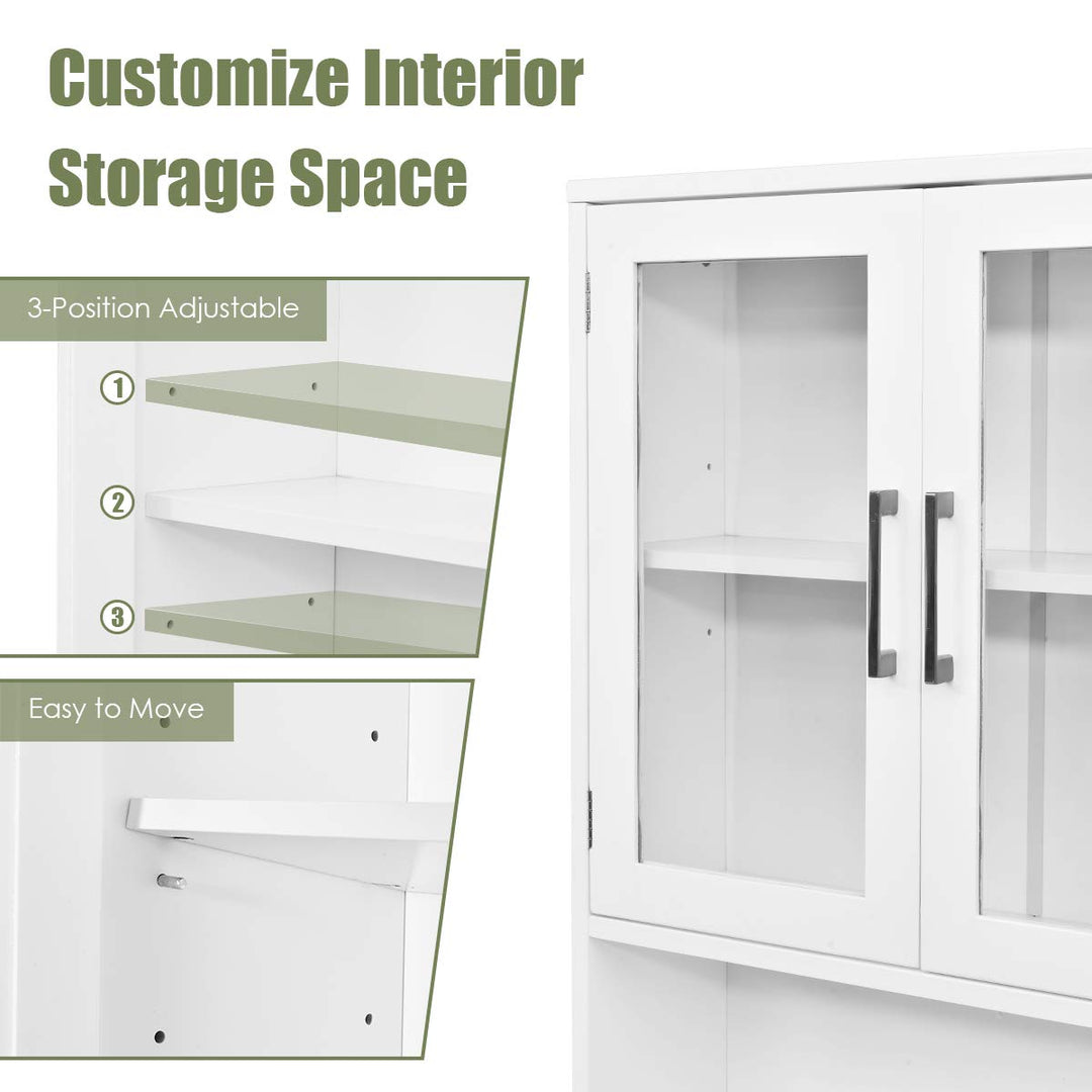 Giantex Over-The-Toilet Storage Cabinet W/Tempered Glass Doors, 3-Position Adjustable Shelf