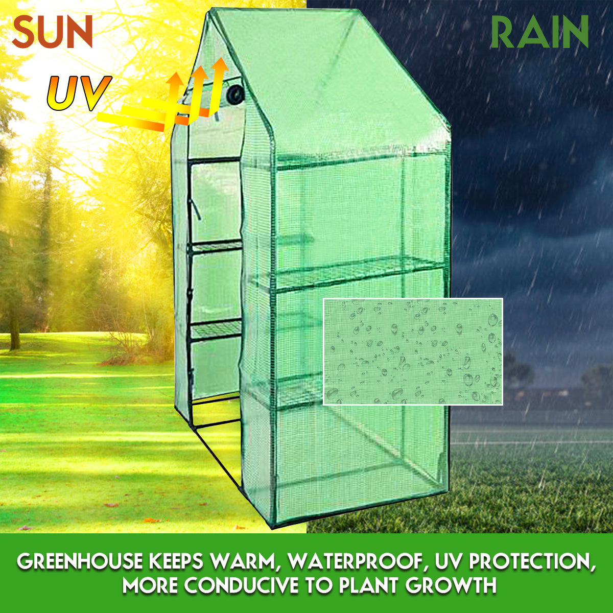 Greenhouse Outdoor Large Walk-in Plant Green house for Plants (Green)
