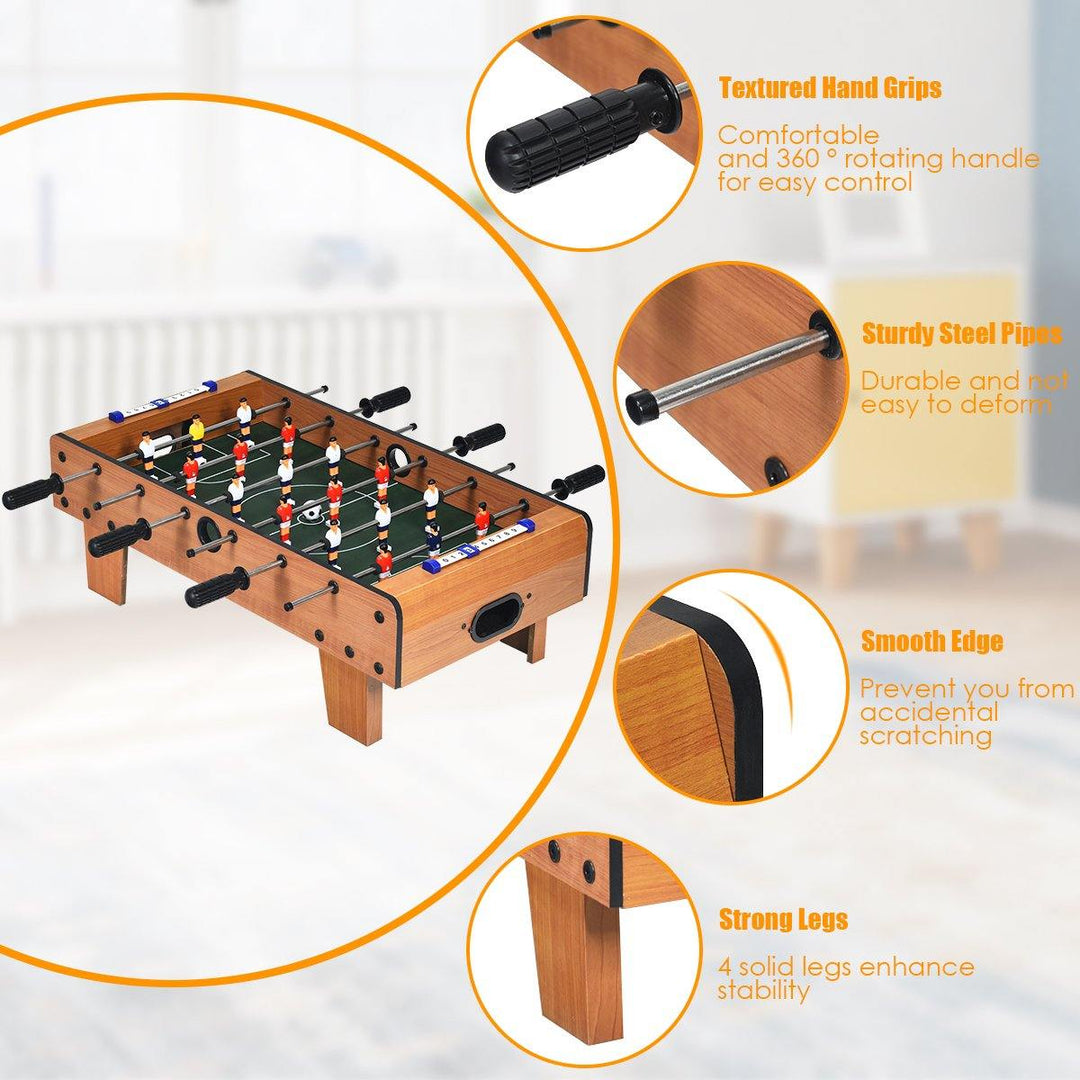 Giantex Foosball Table, 27in Mini Football Table Game w/ 2 Footballs, Score Keepers (Natural) - Giantexus