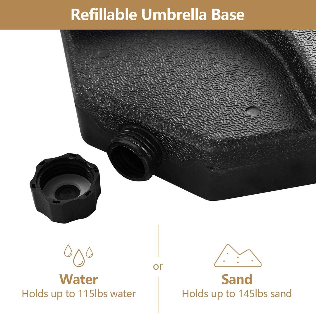 Giantex Patio Offset Umbrella Base Stand w/Sand/Water Filled 4-Pieces Base Plates (Round Base) - Giantexus