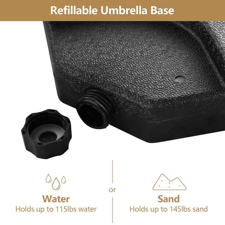 Giantex Patio Offset Umbrella Base Stand w/Sand/Water Filled 4-Pieces Base Plates (Round Base) - Giantexus
