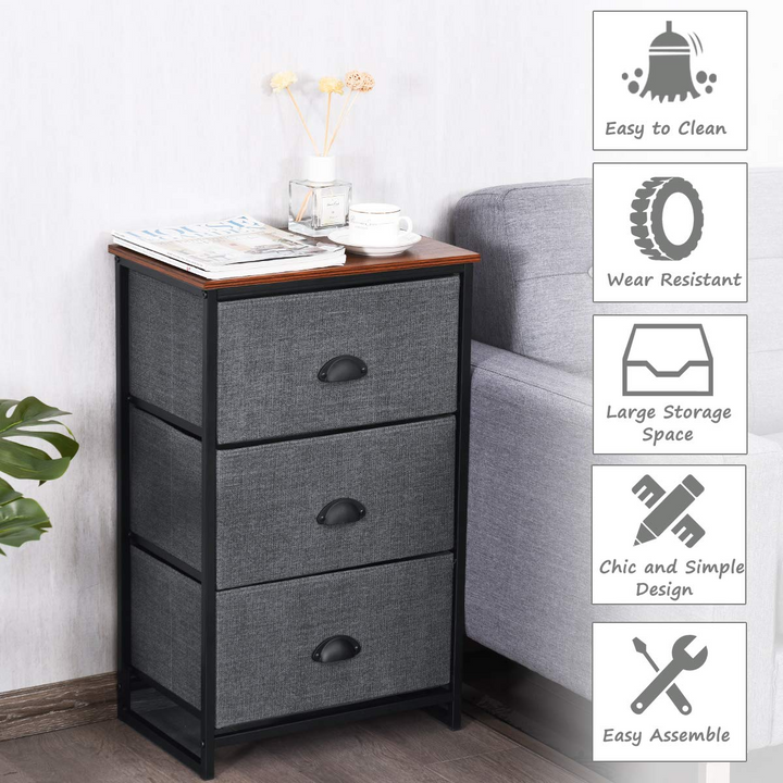 Giantex Dresser Storage Tower Nightstand W/Fabric Drawers