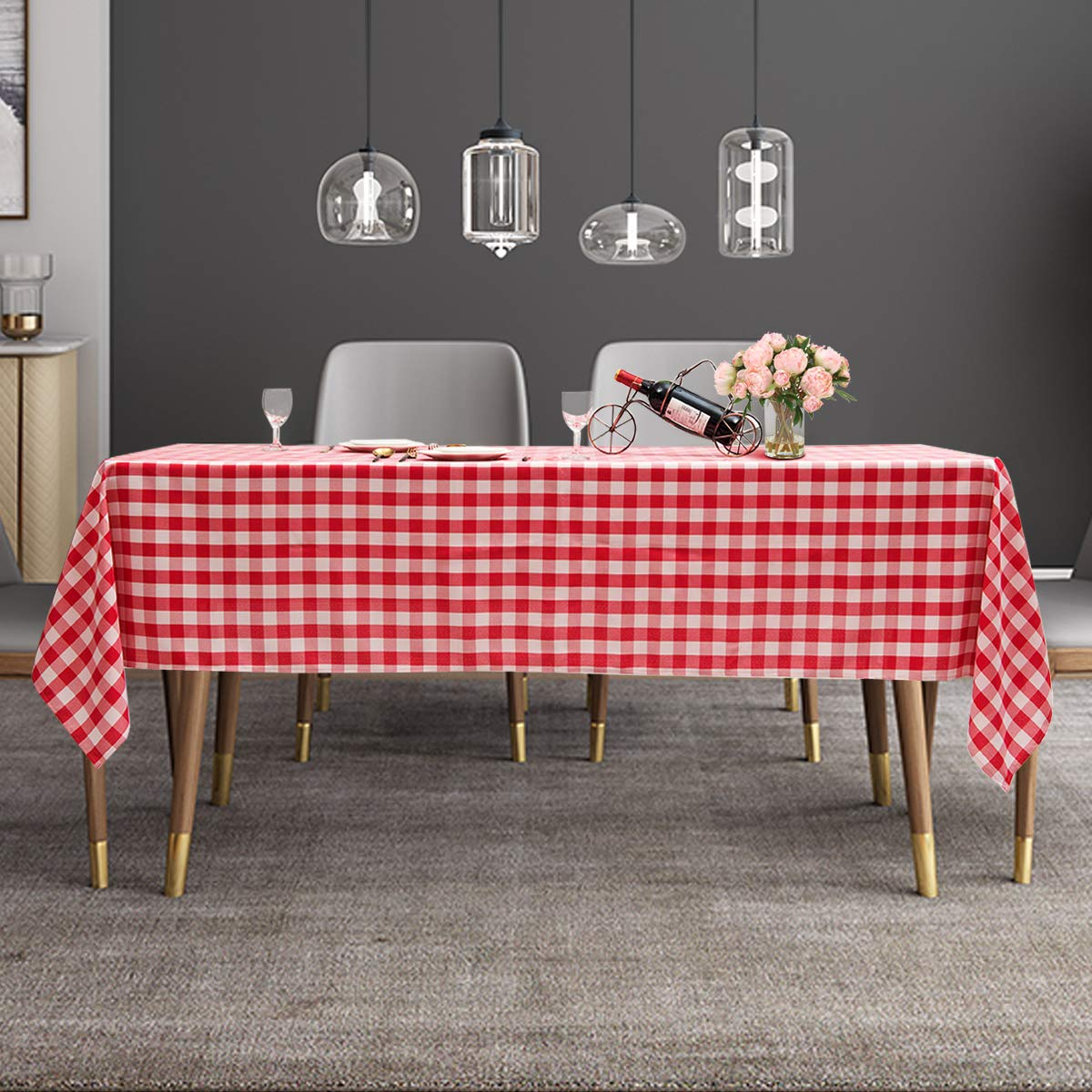 Giantex 10 Checkered Tablecloth Rectangle |60"X102", Stain Resistant, Wrinkle Resistant and Spill Proof Gingham Table Cloths