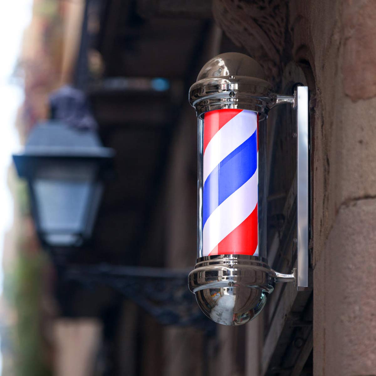 Giantex 30" Barber Shop Pole Red White Blue Rotating Light Stripes Sign Hair Salon