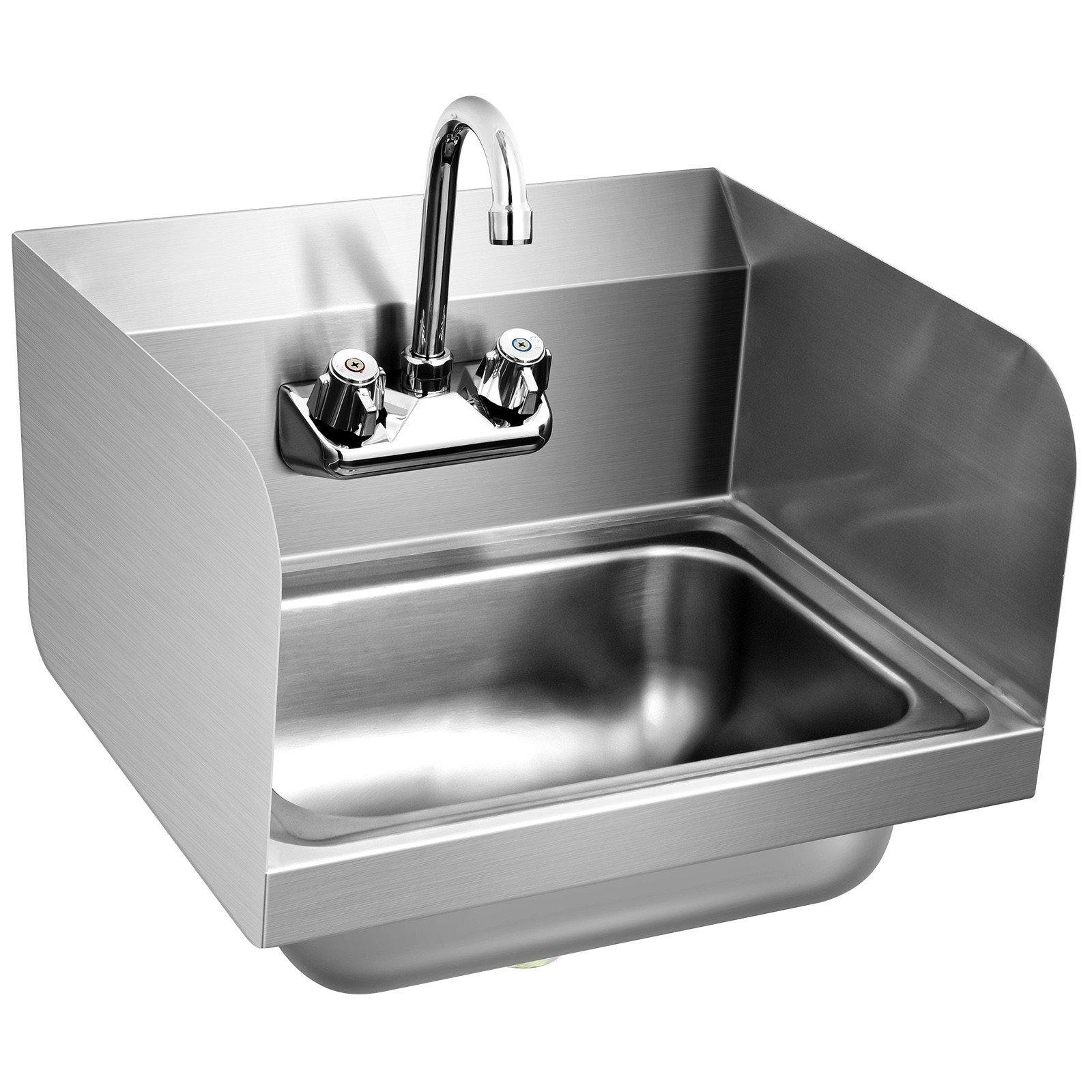 Giantex Stainless Steel Hand Washing Sink, Wall Mount Hand Sink w/ Faucet, 17" x 15" - Giantexus