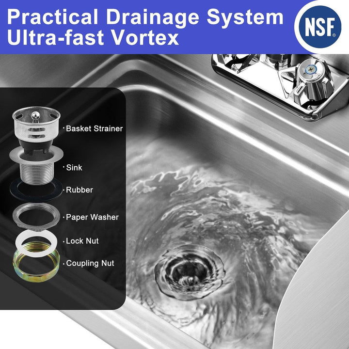 Giantex Stainless Steel Hand Washing Sink, Wall Mount Hand Sink w/ Faucet, 17" x 15" - Giantexus