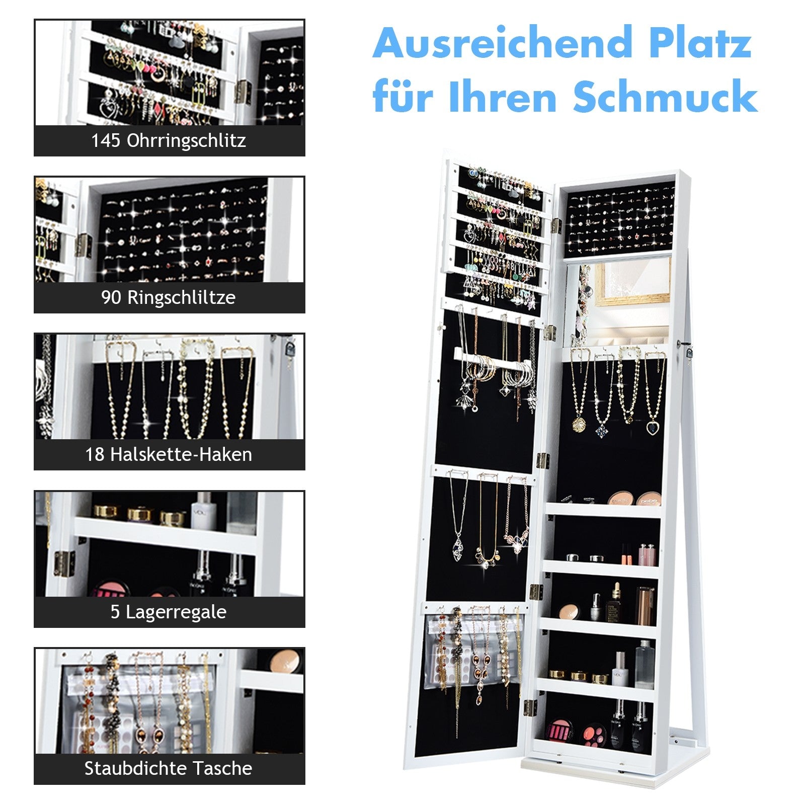 CHARMAID | Standing Jewelry Armoire - Giantexus